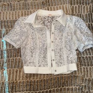 Mood boutique lace button up blouse
